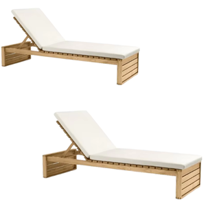 Meubles de chaise longue en bois de teck et équipés de mousse souple au design moderne pour l'extérieur - Product Image 6
