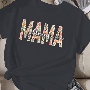 เสื้อยืดผู้หญิง comfit แม่มีความสุขกับการออกแบบดอกไม้ - Product Image 2