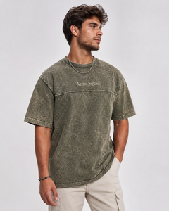 Camiseta Casual de Manga Corta para Hombre, Corte Regular, Beige, Poliéster/Algodón, Transpirable, Cuello Alto, Precio al por Mayor para Active Squad - Product Image 3