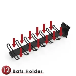 Hardware baseball bat hanger display slat wall mount hook