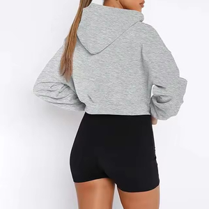 Sudaderas Cortas con Cremallera para Mujer, con Logotipo Personalizado al por Mayor, Sudadera Corta de Algodón para Mujer, Top de Venta, Tallas Grandes, Diseño OEM - Product Image 4
