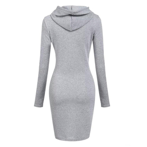 Robe sweat à capuche moulante pour femme, doublée polaire, coupe ajustée, avec poche kangourou, style athleisure décontracté, OEM - Product Image 2