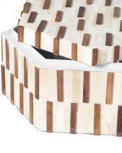 Handcrafted Bone Inlay Decorative Round <b>Storage</b> Box Set with Geometric Mosaic Pattern Jewelry Organizer Keepsake Boxes for Home - Product Image 3