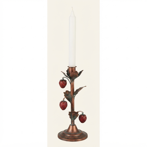 Copper Antique Strawberry Candlestick Holder with <b>Red</b> Berries and Leaves Home Decoration Handmade Metal <b>Candle</b> Stand - Product Image 6