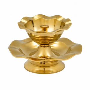 Brass Lotus Diya <b>Oil</b> Lamp Traditional Deepak with Lotus Petal Design Decorative Brass <b>Candle</b> Holder for Puja Aarti Diwali Home - Product Image 3