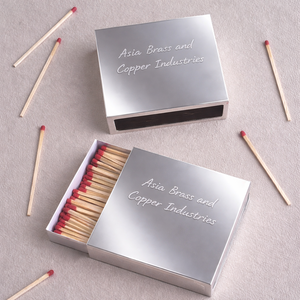 กล่องใส่ไม้ขีดไฟทองเหลืองเคลือบเงิน กล่องใส่ไม้ขีดไฟสไตล์โบราณแบบสลักลาย กล่องใส่ไม้ขีดไฟทองเหลืองแบบทันสมัย - Product Image 1