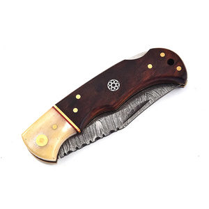 Damascus Steel Folding <b>Knife</b> Handmade Pocket <b>Knife</b> Custom EDC Wood <b>Bone</b> <b>Handle</b> Compact Bulk Supply USA Europe 58HRC 3-Year - Product Image 2