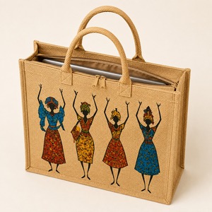 Sac fourre-tout en toile avec fermeture éclair, poignée en corde brodée, doublure en coton réutilisable, motif pied-de-poule, style vintage, sac de transport pour usage quotidien - Product Image 5