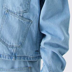 Sweat-shirts à capuche pour hommes de haute qualité, effet délavé, personnalisables, coupe oversize, entièrement zippés, en denim, avec impression de logo personnalisée pour garçons - Product Image 4