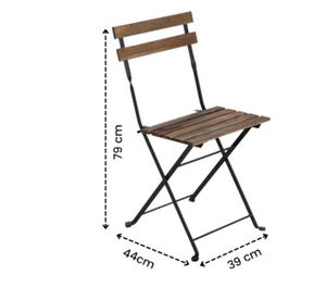 Ensemble de bistro pliable en trois parties en bois d'acacia et en acier, table basse et chaises pour l'extérieur, jardin et balcon. - Product Image 5