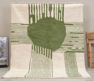 Tapis en laine marocaine Beni Ourain noué à la main |   Tapis shaggy berbère fait main |   Tapis géométrique ivoire sur mesure en gros - Product Image 1