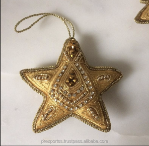 Adorno de árbol de Navidad hecho a mano bordado con cuentas Estrella de Plata decoración colgante perla lentejuelas trabajo cristiano moda festivo - Product Image 2