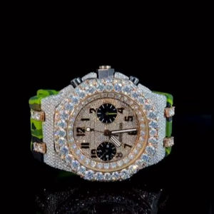 Montres mécaniques en acier inoxydable pour hommes, style Buss Down Moissanite, luxe Iced Out VVS, avec boîte - Product Image 1