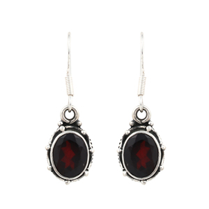 Bohemian Spiritual Energy High Design Gypsy 925 Sterling Silver Natural <b>Red</b> Garnet Drop <b>Earrings</b> Trendy Handmade Fire Glow - Product Image 1