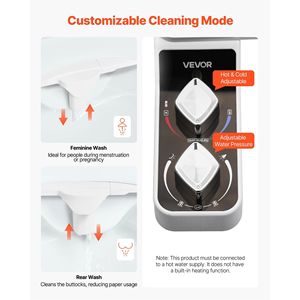 Accessorio Bidet con Doppi Ugelli Retrattili per WC, Spruzzatore Acqua Calda e Fredda con Pressione Regolabile 0.3, Non Elettrico - Product Image 2