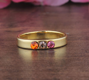 Anillo de Plata de Ley 925 con Incrustaciones de Gemas Multicolores y Bisel Chapado en Oro, Elegante para Mujer, Regalo para Fiestas - Product Image 1