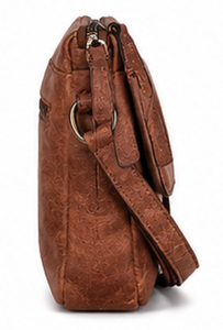 Bolso bandolera Gravs hecho a mano de cuero genuino estilo bohemio vintage para mujer, moda de primavera, bandolera con correa ajustable y cremallera - Product Image 3