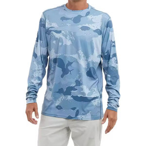 T-shirt de pêche pour homme 100% polyester, imprimé, manches longues, prix bas, respirant et léger. - Product Image 1