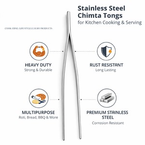 Stainless Steel Chimta <b>Tong</b> for <b>Kitchen</b> Cooking & Serving | Rust Resistant | Silver | 25 cm | Hand Wash Only - Product Image 3