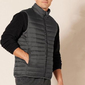 GENERSA SPORTS Gilet matelassé en polaire bleu marine pour homme, col montant, fermeture éclair, séchage rapide, coupe-vent, décontracté, coupe régulière, couleur unie - Product Image 6