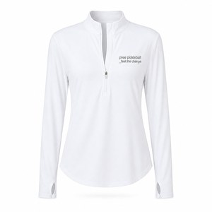 Chemise de performance pour femme personnalisée, 100% polyester, légère, à manches longues, col zippé, évacuation de l'humidité, coupe ajustée dynamique, pickleball - Product Image 2