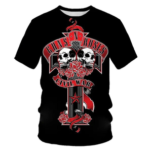 Nouveau T-shirt Sport Décontracté Uni 220g Été 2025 – Tops Punk Rose Rock Band 3D Personnalisé OEM Design Vierge - Product Image 3