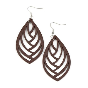 Boucles d'oreilles africaines en bois naturel, personnalisées, pour femmes - Product Image 1