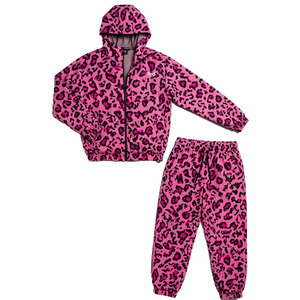 Conjunto de Chaqueta Cortavientos y Pantalones Deportivos con Estampado de Leopardo Rosa Personalizado Estilo Y2K para Hombre, con Capucha y Cierre, Marca Privada OEM - Product Image 3