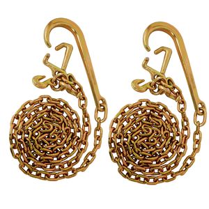 Grado 70 5/16 pollici X 10 piedi catena di traino J gancio lungo gambo giallo zinco 3,700 libbre. Carico di lavoro sicuro 2 pezzi W/R T J gancio per - Product Image 1