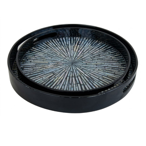 Plateau de service artisanal éthique en nacre, fait main, durable, pour un rangement écoresponsable - Product Image 2