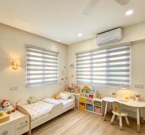 Stores occultants horizontaux électriques intégrés en tissu pour chambre d'enfant moderne, à motif zèbre, pour fenêtres coulissantes et plafonds - Product Image 1