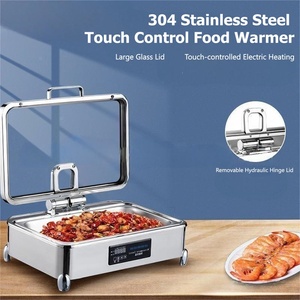 stainless steel self heating thermal glass display commercial <b>buffet</b> food <b>warmer</b> - Product Image 2