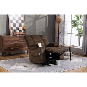 Poltrona Reclinabile Ultra Larga in Velluto con Funzione Massaggio e Riscaldamento, Funzione di Alzata Ausiliaria, Poltrona Elettrica Livi con Funzione Girevole - Product Image 5