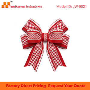 Neelkamal Industries 31mm <b>Red</b> White Fabric <b>Ribbon</b> Decorative Trim Tape for Gift Packaging Retail Display Accessories DIY Project - Product Image 5