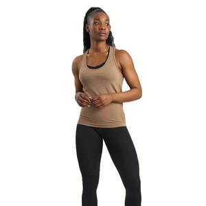 Camiseta sin mangas para mujer, color liso, cuello redondo, estilo deportivo, ajuste regular, transpirable, de poliéster y elastano - Product Image 2