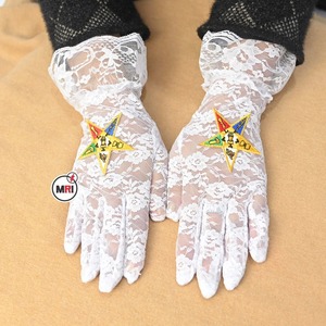 Wholesale High Quality OES <b>LACE</b> GLOVES ORDER OF THE EASTERN STAR <b>WHITE</b> <b>LACE</b> GLOVES - Product Image 6