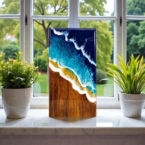 Personalized Eco-Friendly Durable Wooden Urn <b>Box</b> Engraved <b>Memorial</b> Keepsake for Cremation American Baby Pet Ocean Wave Resin Art - Product Image 6