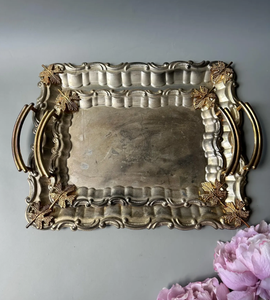 Luxury Style Silver Metal Tray Dessert Server Set With Metal Handles Customized Drinking Tea Or Coffee Serving Tray - Product Image 2