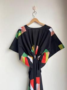 Robe Kaftan Bohème Florale Faite à la Main en Coton pour Femme, Maxi, Manches Évasées, Anti-Plis, Col en V, Usage Quotidien, Plage, Été, Modèle 220 - Product Image 6