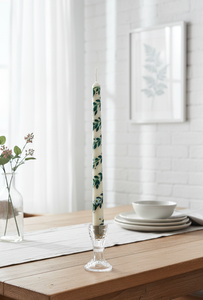 Bougies coniques florales peintes à la main - Bougies de dîner longues et luxueuses à motifs personnalisés pour mariages et cadeaux de fêtes - Product Image 2