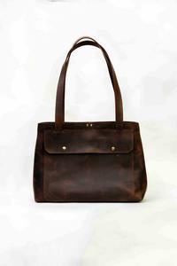 Nouveautés - Sac fourre-tout pour femme en cuir véritable 100% - Logo imprimé personnalisé - Fermeture éclair - Utilisation quotidienne - Cuir de vachette - Sac pour femme - LTB-0207 - Product Image 4