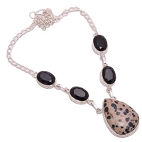 Collier pendentif en argent 925 avec améthyste et lapis-lazuli, serti en forme de goutte d'eau, chaîne à maillons classique pour femme