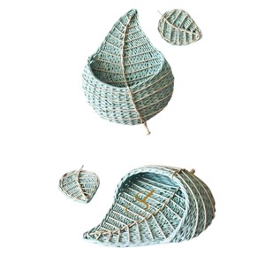 Decorative Rattan Leaf Shaped <b>Wall</b> Hanging Basket <b>Wicker</b> Storage Organizer for Home <b>Decor</b> - Product Image 1
