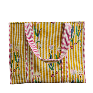 Bolso de Mano de Algodón Vintage con Estampado de Palmeras Tropicales, Bolso de Hombro Acolchado con Cremallera, 100% Algodón, para la Playa o Compras - Product Image 1