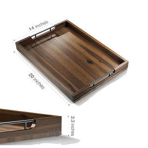 Plateau ottoman en bois d'acacia fait à la main avec poignée grande assiette de service pour la cuisine maison Table Restaurant café affichage utilisation de charcuterie - Product Image 5