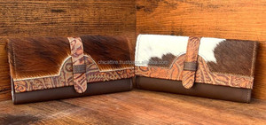 กระเป๋าเงินหนังวัวแท้สำหรับผู้หญิงเคสโทรศัพท์มีสไตล์สินค้ามาใหม่ขายดีกระเป๋าสตางค์หนังพิมพ์ลายนูนตะวันตก - Product Image 3