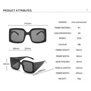 Wholesale 2025 Fashion Wide <b>Frame</b> Glasses Shades Sunglasses <b>Large</b> <b>Frame</b> Unisex Own Logo Famous Luxury Brand Sunglasses - Product Image 3