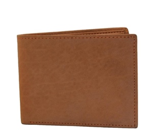 Cartera Bifold de Cuero Genuino para Hombre, Color Bronceado, Sin Cierre, Tarjeteros de Diseño de Fábrica al por Mayor con Bolsillo para Monedas - Product Image 1