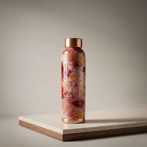 Bouteille en cuivre pur imprimé 100 % artisanale, entièrement gravée avec couvercle, pour boire directement, vaisselle pour adultes, pour le camping - Product Image 3