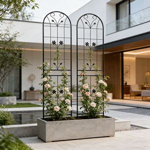 Traliccio da Giardino in Metallo da 90 cm (Confezione da 2) - Nero Antiruggine 220x50 cm Supporto per Piante Rampicanti - Product Image 1